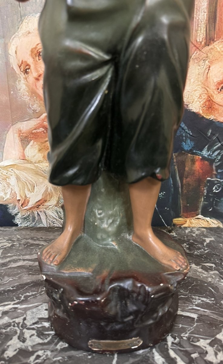Painted Plaster Statue From The Art Deco Period-photo-2