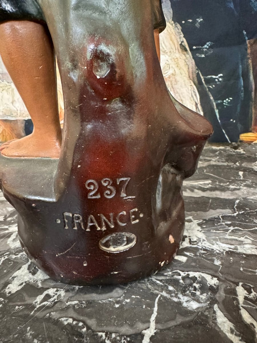 Painted Plaster Statue From The Art Deco Period-photo-6