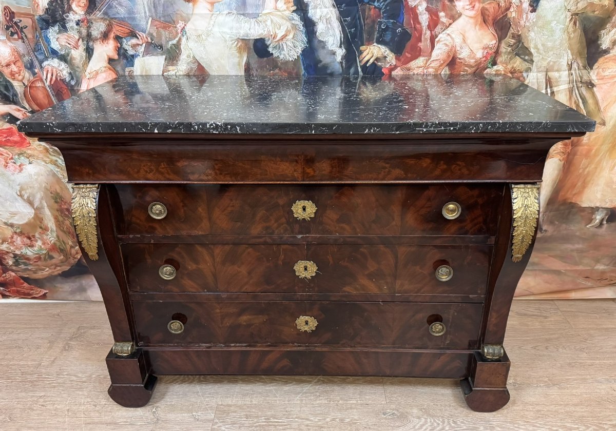 Commode Empire Restauration En Acajou Et Bronzes Dorés-photo-2