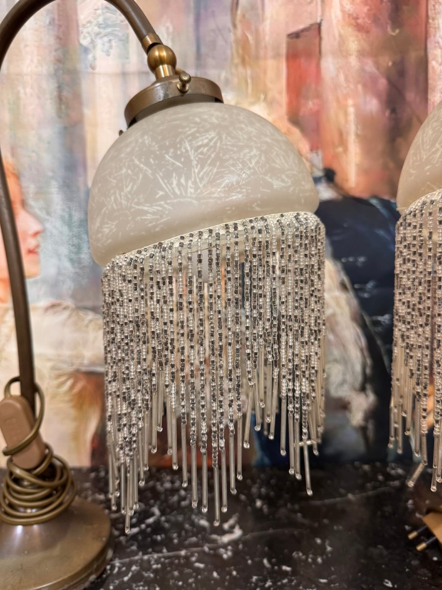 Paire De Lampes A Poser Vintage Style Art Nouveau-photo-3