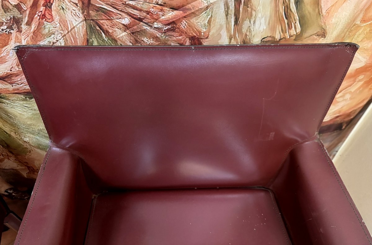 Pair Of 1970s Leather Armchairs By De Couro Of Brazil (signed)-photo-2