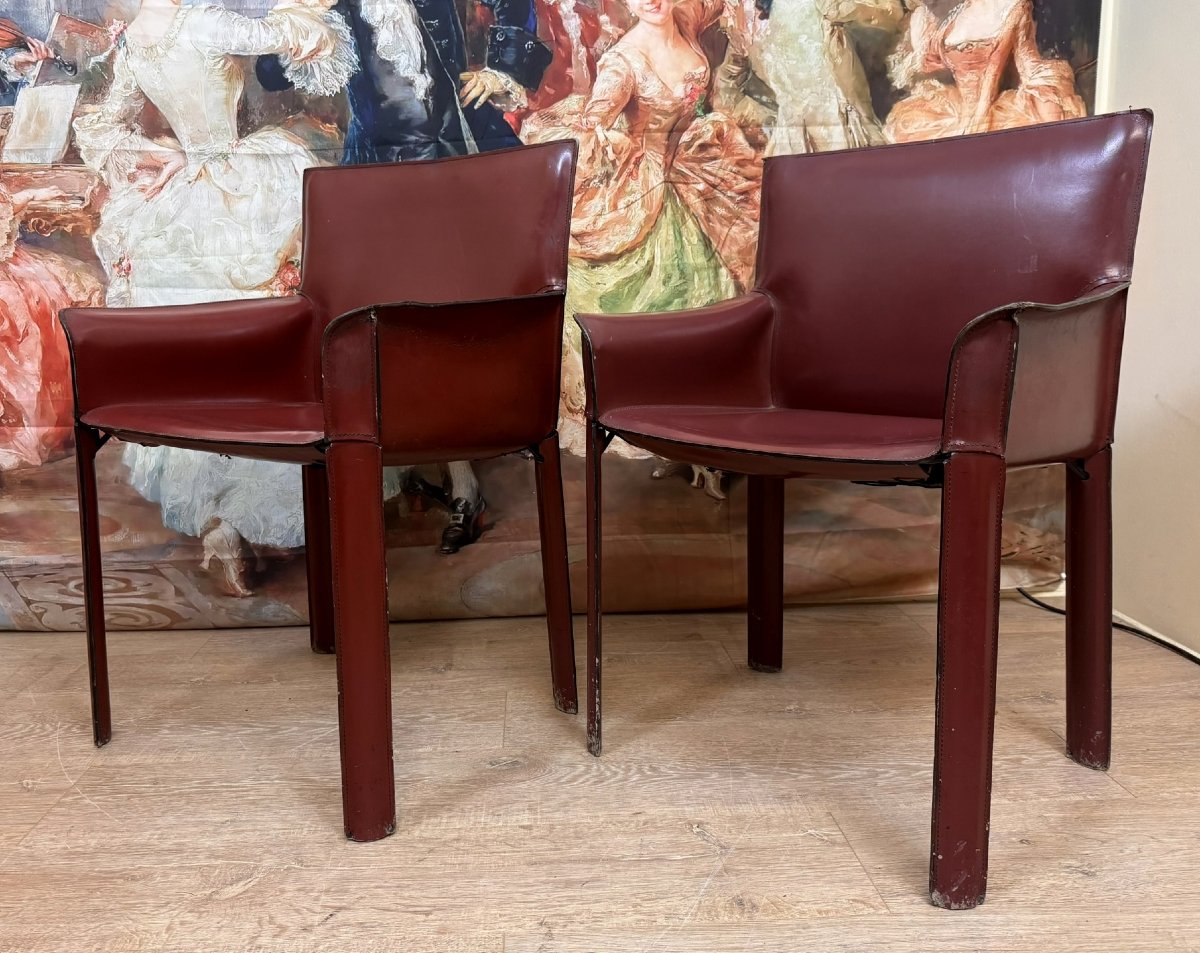 Pair Of 1970s Leather Armchairs By De Couro Of Brazil (signed)-photo-5