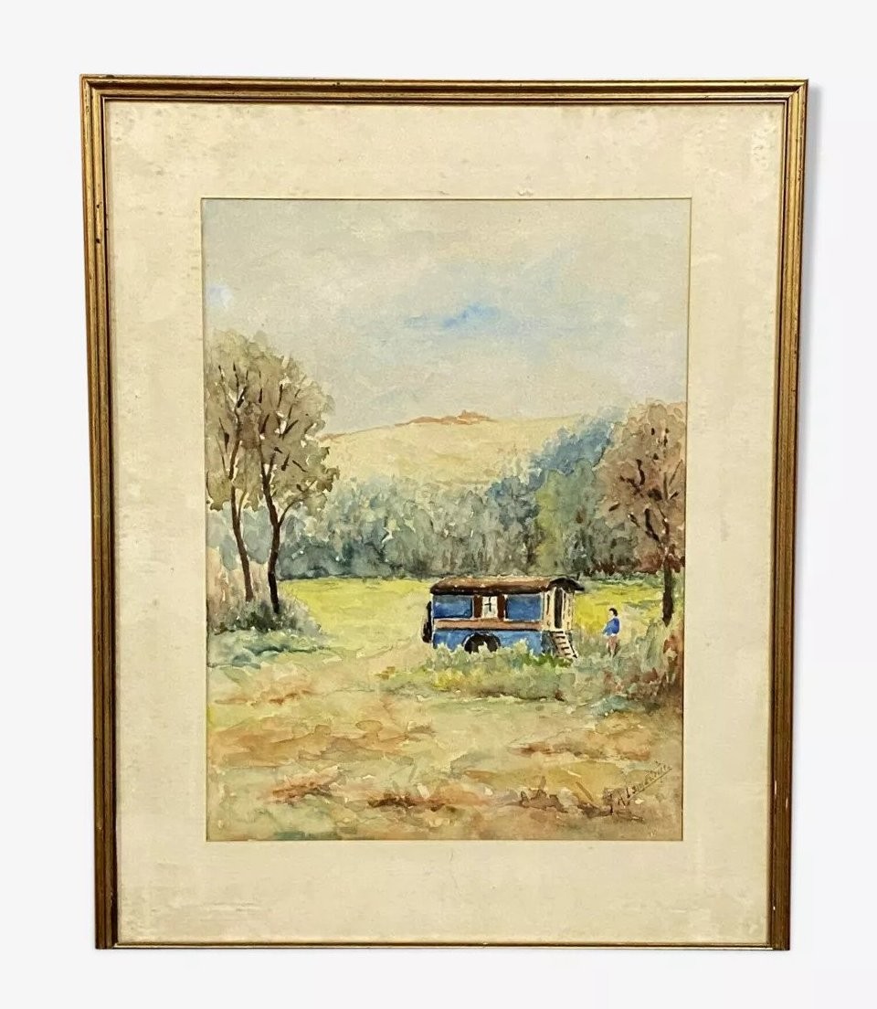 Tableau aquarelle vers 1930 signée en bas a droite