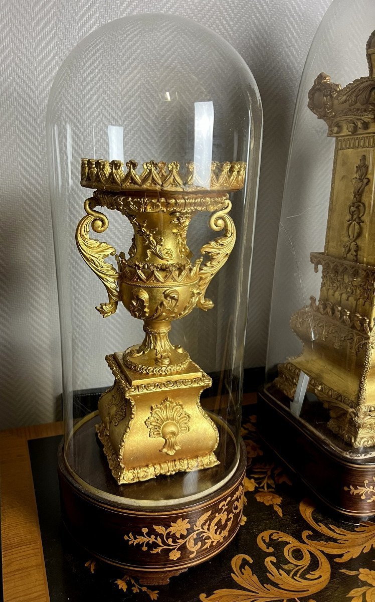 3-piece Clock In Gilded Wood, 19th Century-photo-3
