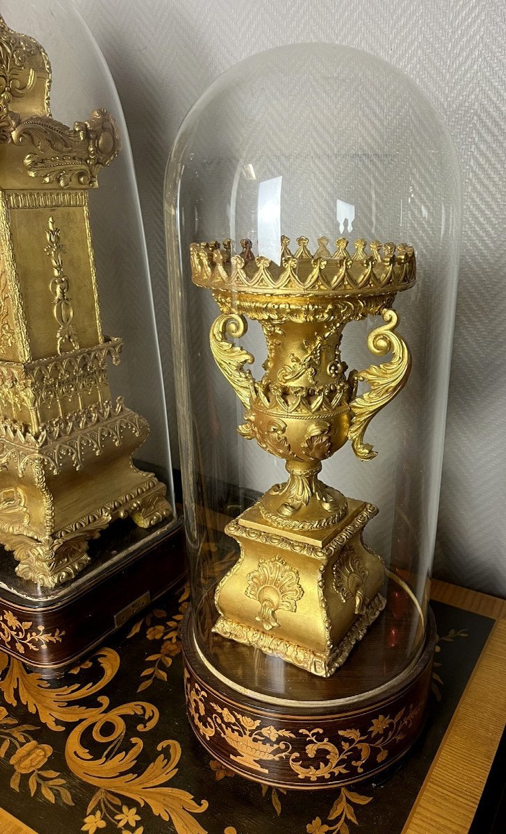 3-piece Clock In Gilded Wood, 19th Century-photo-4