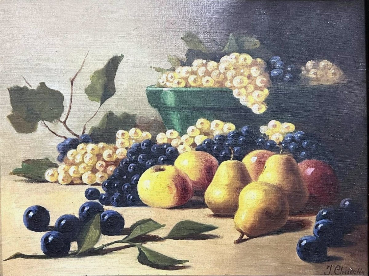 Oil On Canvas Painting Still Life With Fruit (b)  