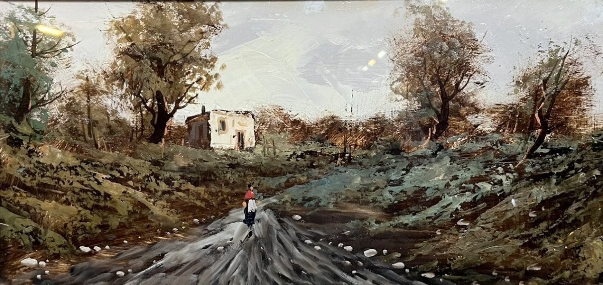 Tableau huile sur panneau école Italienne