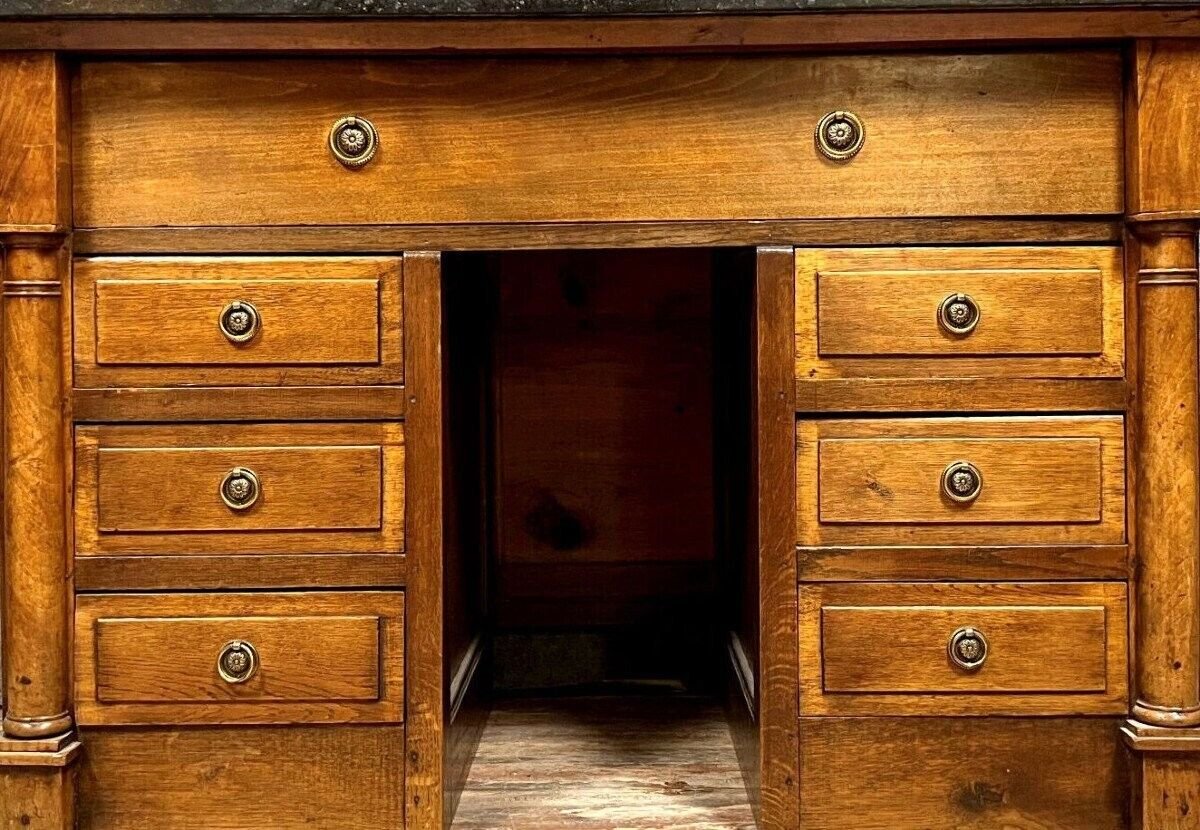 bureau comptoir a caissons style Empire en acajou blond-photo-1