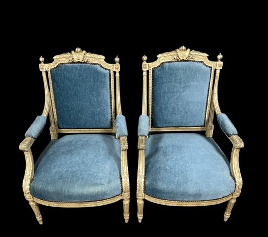 Pair Of Louis XVI Style Armchairs-photo-4