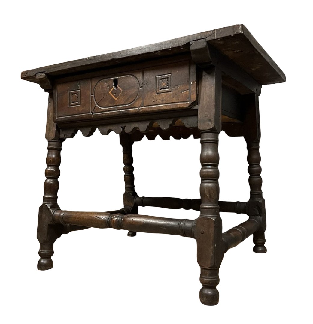 Bureau de changeur ou table de diamantaire époque Louis XIII en noyer -photo-4