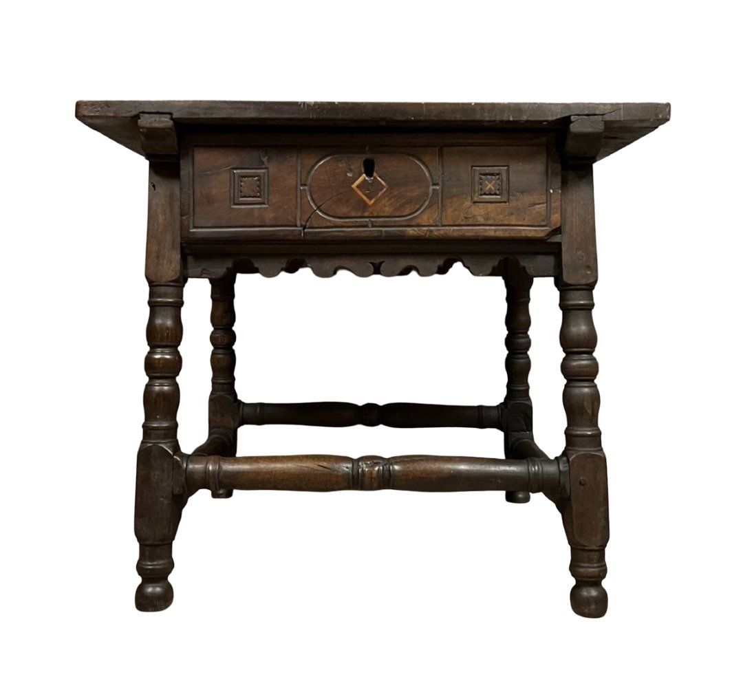 Bureau de changeur ou table de diamantaire époque Louis XIII en noyer -photo-6