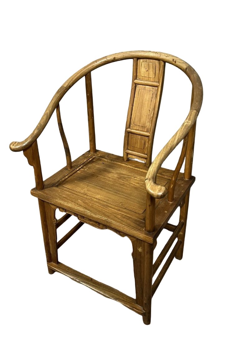 Chine XXeme Fauteuil à dossier en fer à cheval en bois naturel de style Ming  -photo-3