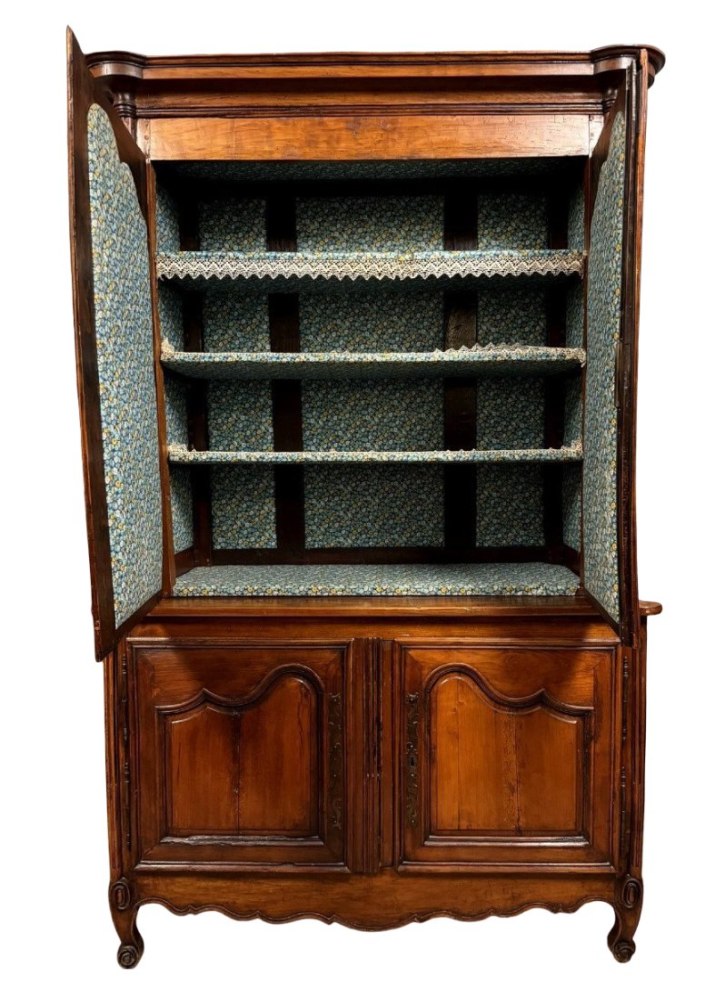 buffet deux corps style Louis XV en merisier et noyer -photo-4