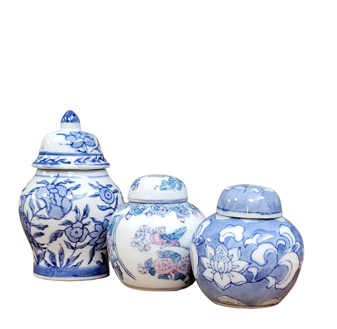 Trois pots couverts en porcelaine chinoise-photo-1