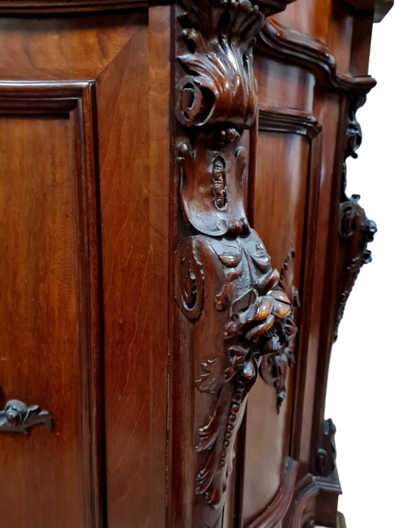 Napoleon III Period Curved Mahogany Sideboard -photo-1