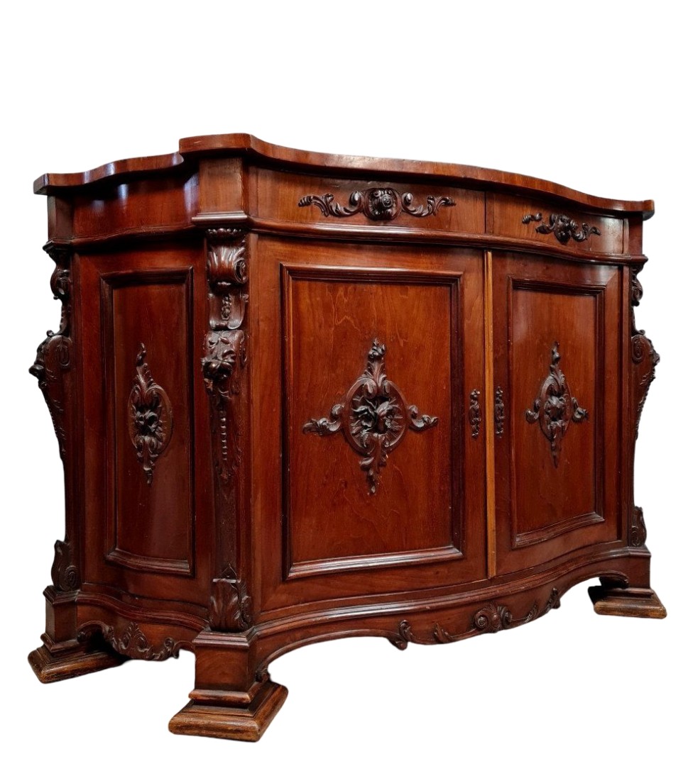 Napoleon III Period Curved Mahogany Sideboard 