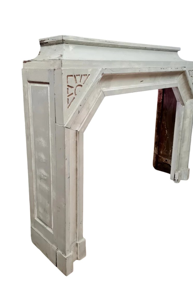 Art Deco Period Fireplace In Lacquered Wood With A Faux Stone Appearance -photo-3