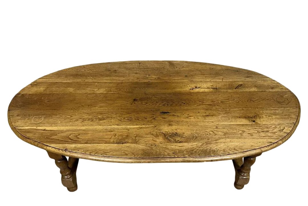 Very Large Louis XIII Style Coffee Table In Solid Oak -photo-1