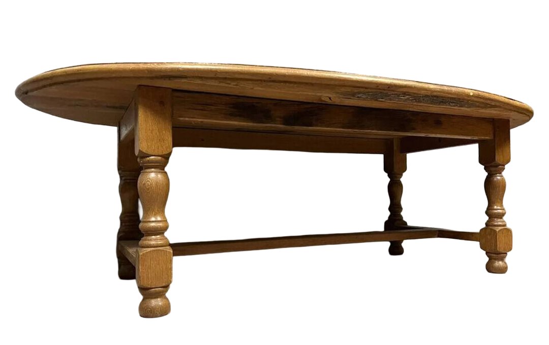Very Large Louis XIII Style Coffee Table In Solid Oak -photo-3