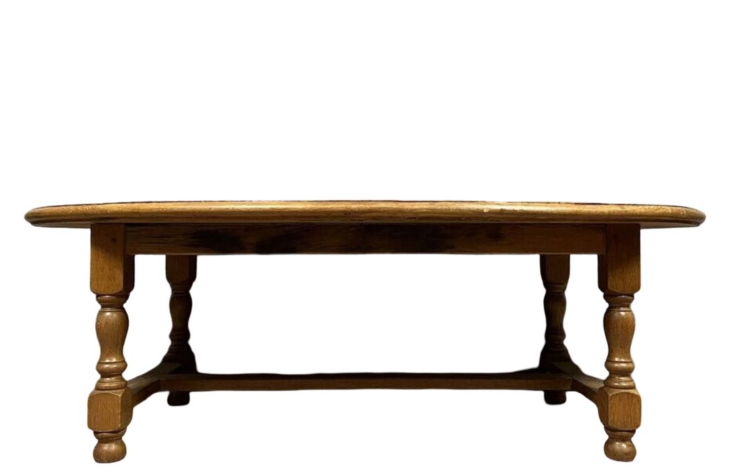 Very Large Louis XIII Style Coffee Table In Solid Oak -photo-4