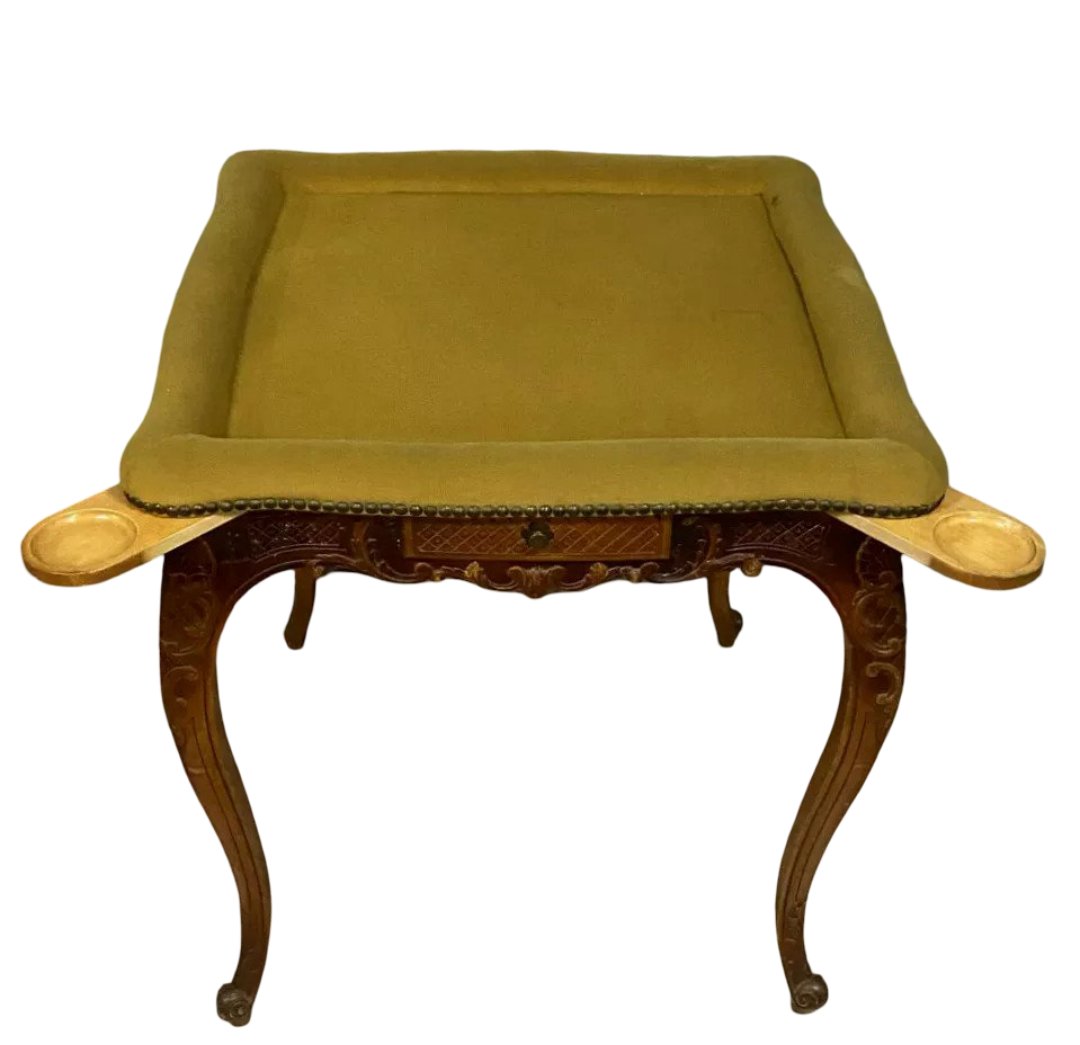 Louis XV Style Games Table In Carved Walnut -photo-5