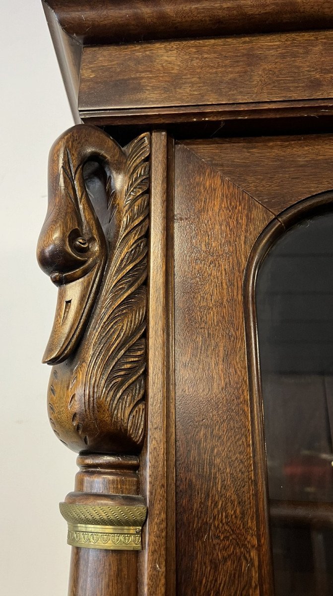 Empire Style Mahogany Swan-neck Bookcase -photo-3