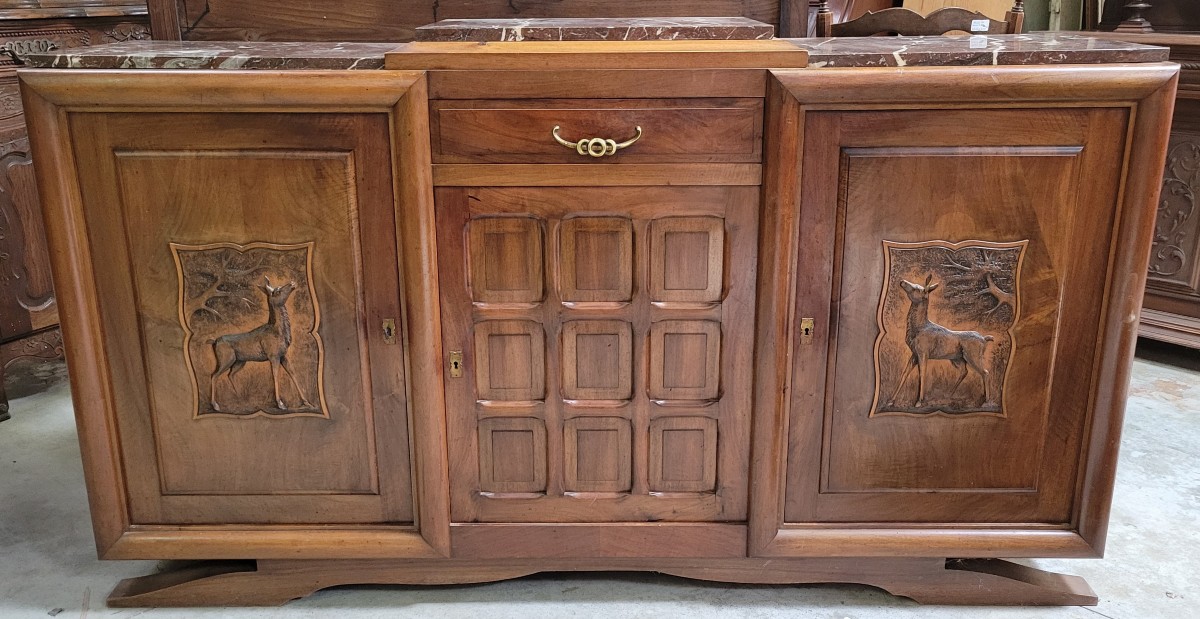 Buffet enfilade époque Art Déco en noyer