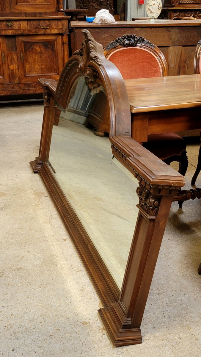Huge Louis XV Style Walnut Mirror / Length 208cm-photo-2