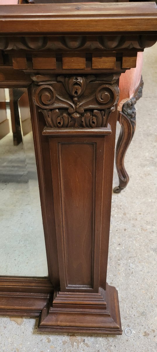 Huge Louis XV Style Walnut Mirror / Length 208cm-photo-3