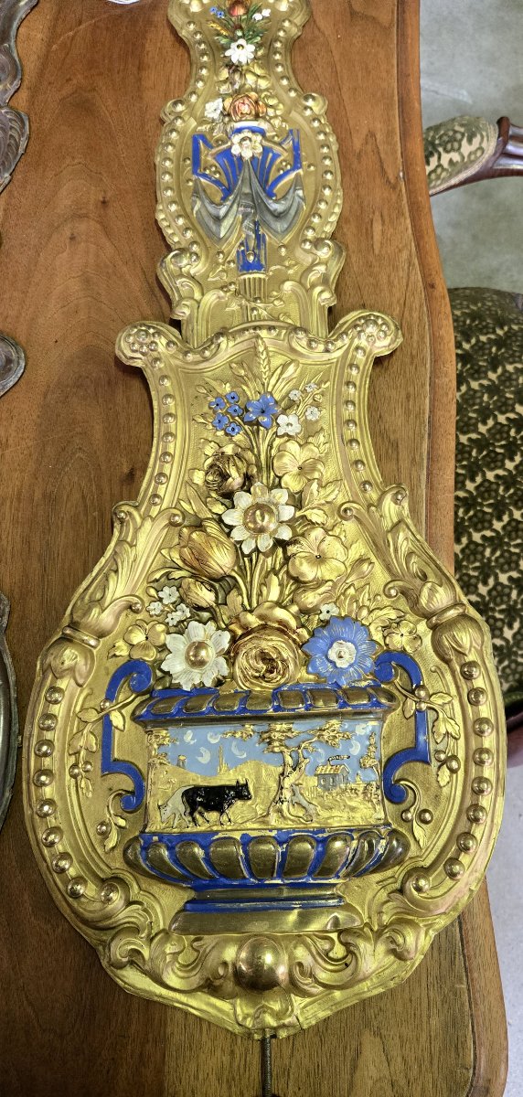 2 19th Century Flower Clock Pendulums-photo-1