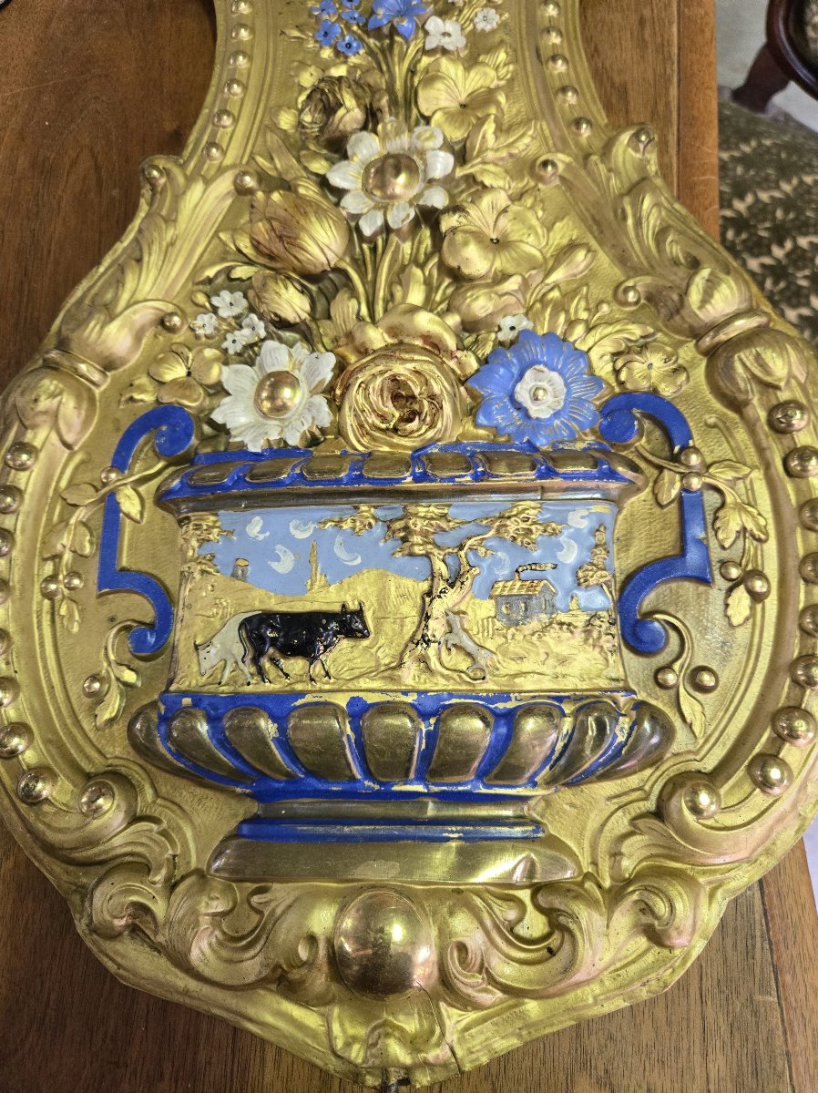 2 19th Century Flower Clock Pendulums-photo-2