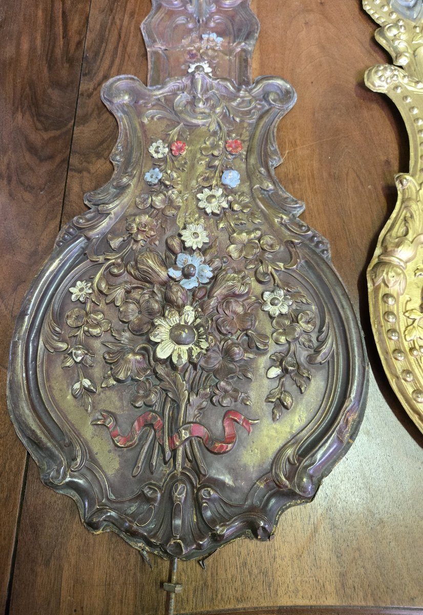 2 19th Century Flower Clock Pendulums-photo-3