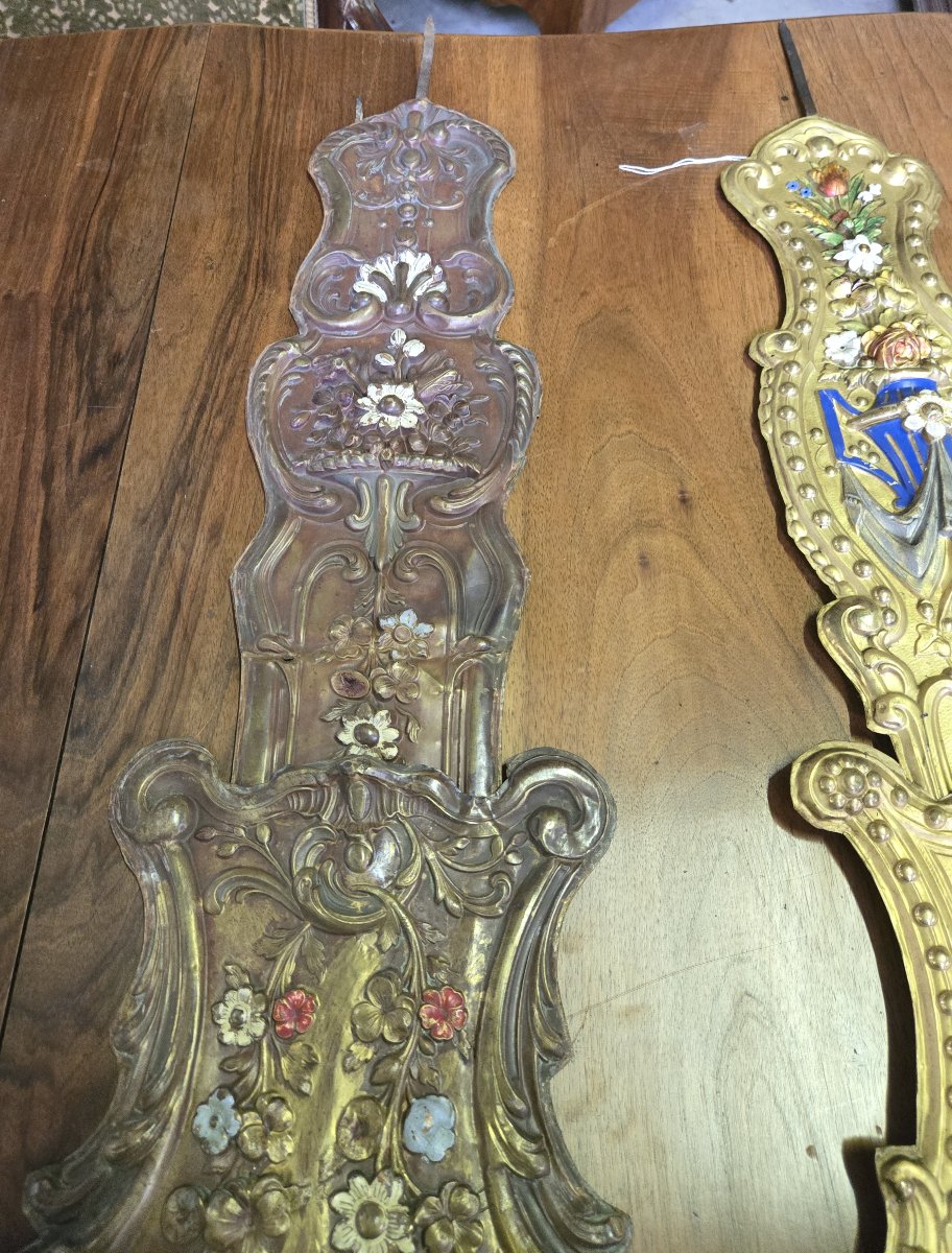 2 19th Century Flower Clock Pendulums-photo-4