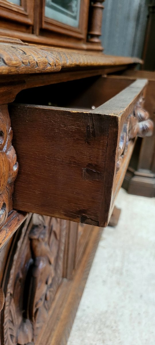 Very Important Renaissance Style Hunting Lodge Sideboard In Carved Solid Wood -photo-7