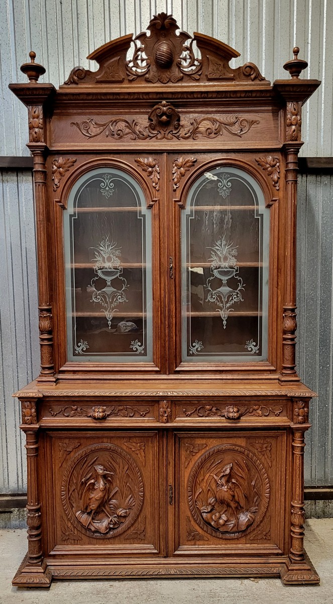 Very Important Renaissance Style Hunting Lodge Sideboard In Carved Solid Wood 