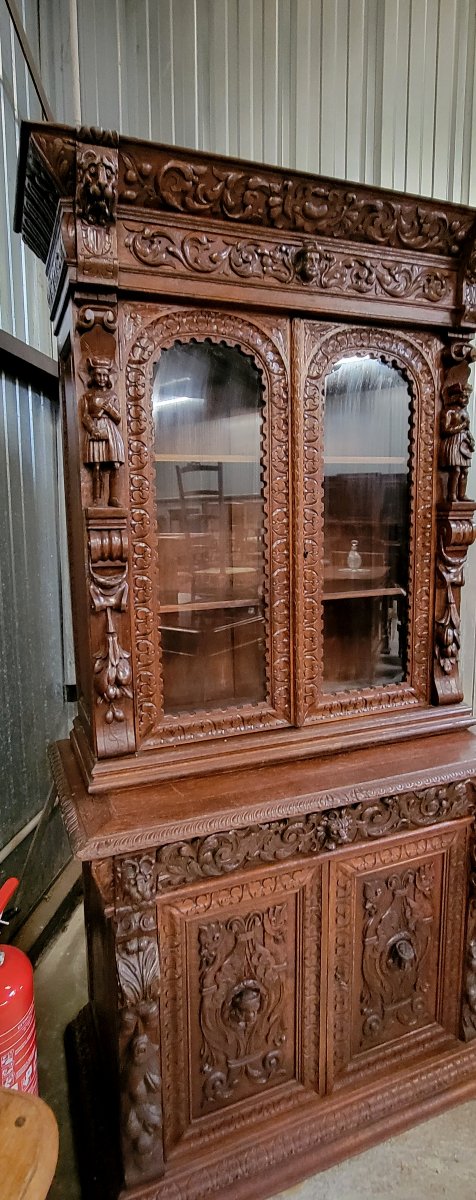 Buffet de pavillon de chasse en bois massif sculpté -photo-2