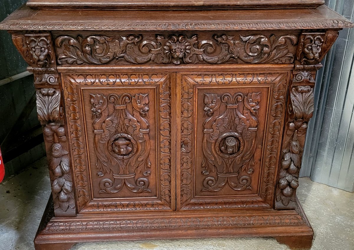 Buffet de pavillon de chasse en bois massif sculpté -photo-6