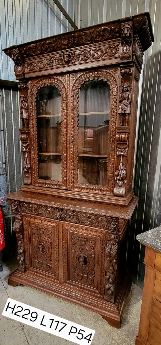 Buffet de pavillon de chasse en bois massif sculpté -photo-8