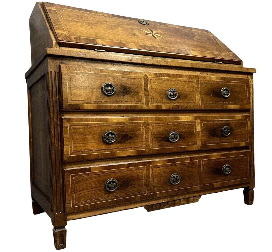 Louis XVI Period Chest Of Drawers In Burr Walnut With Marquetry Decoration -photo-1