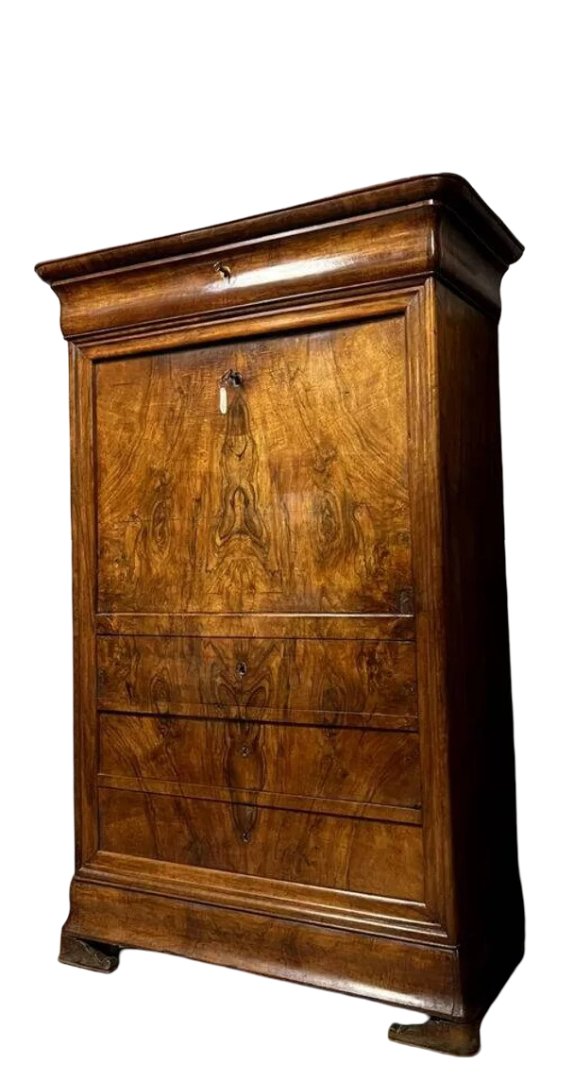 Louis Philippe Period Secretary With Double Ogee In Walnut -photo-1