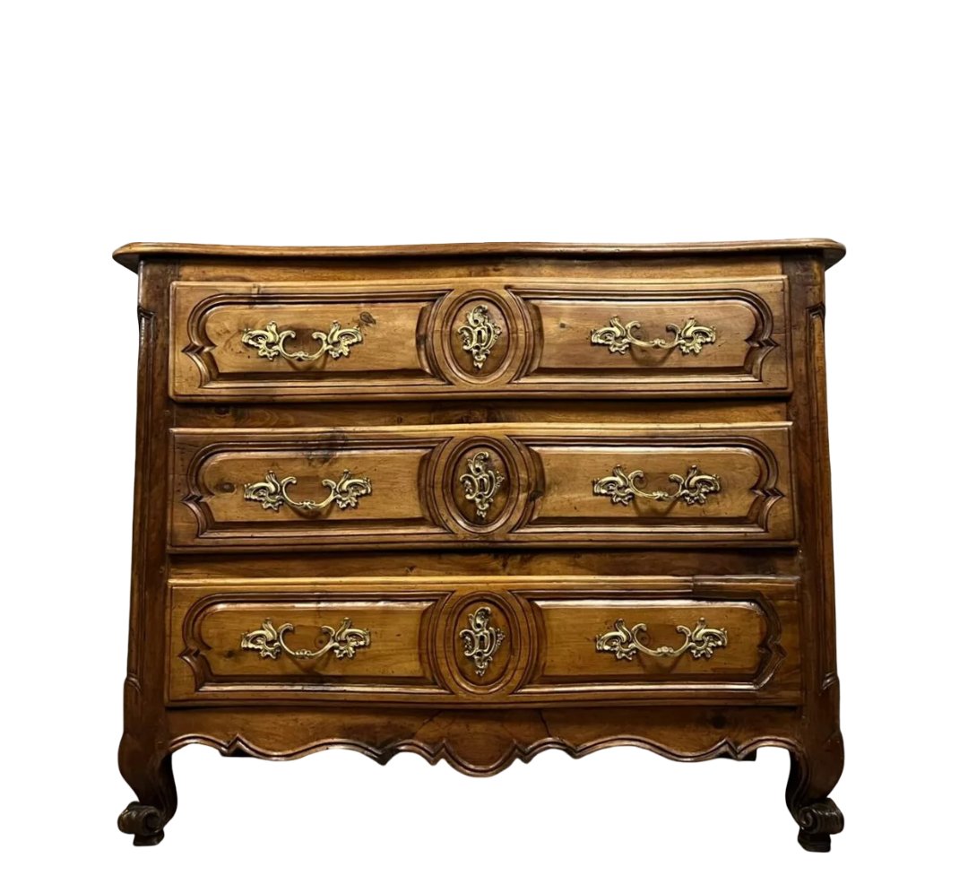 Commode Lyonnaise galbée époque louis XV en noyer -photo-4
