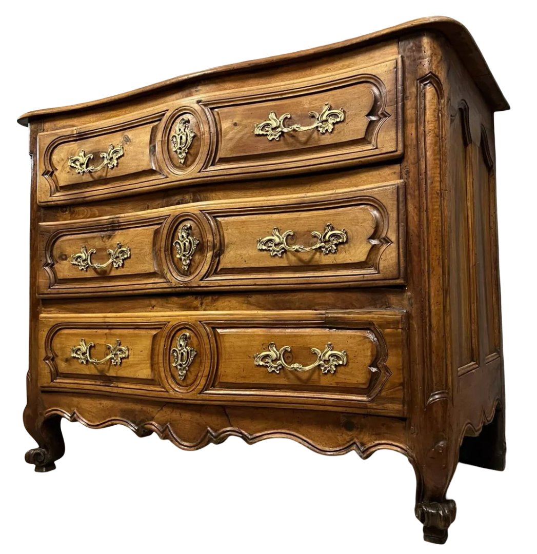 Commode Lyonnaise galbée époque louis XV en noyer -photo-5