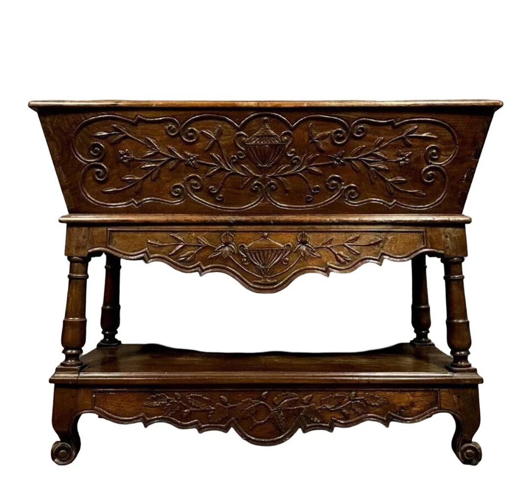 Maie pétrin provençale de style louis XV en noyer sculpté -photo-5