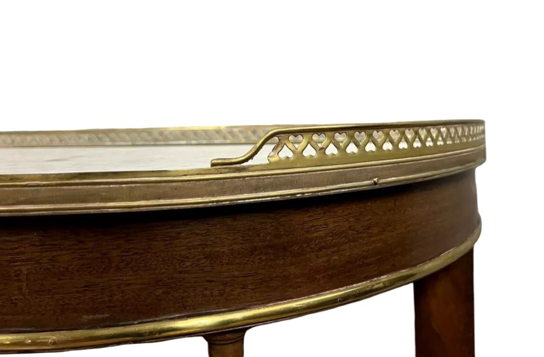 Console étagère Parisienne de forme demi lune style Louis XVI en acajou -photo-4