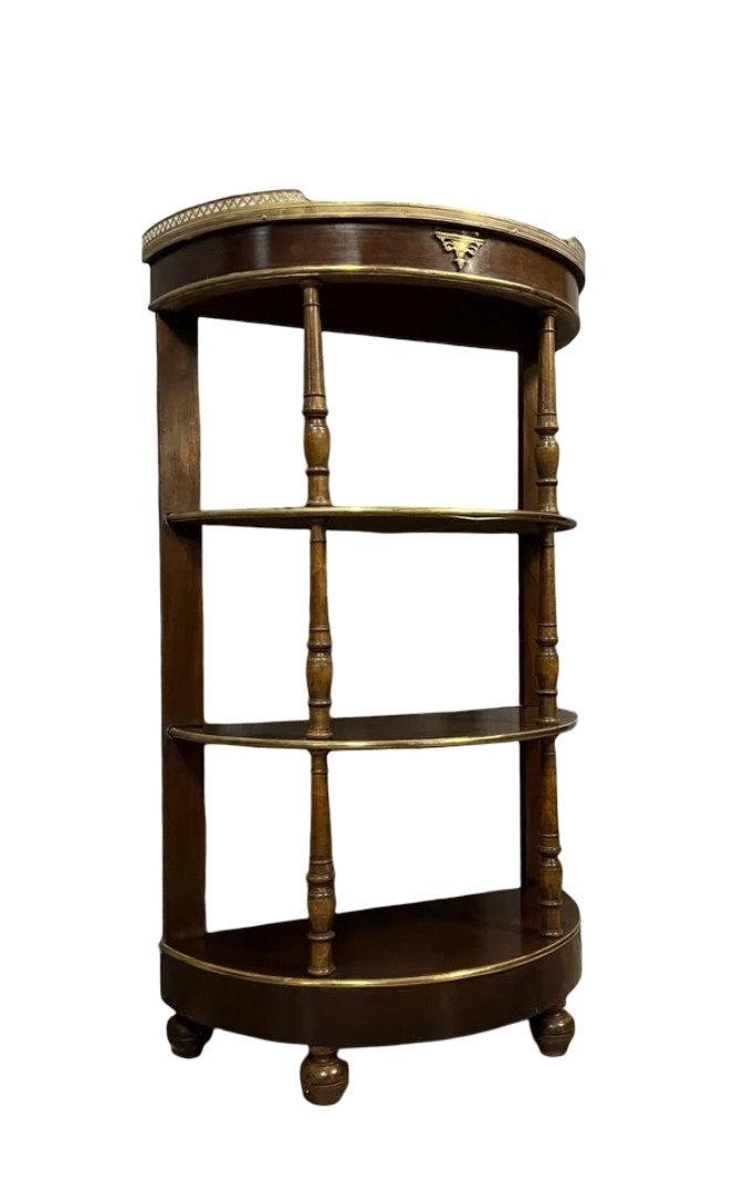 Console étagère Parisienne de forme demi lune style Louis XVI en acajou 