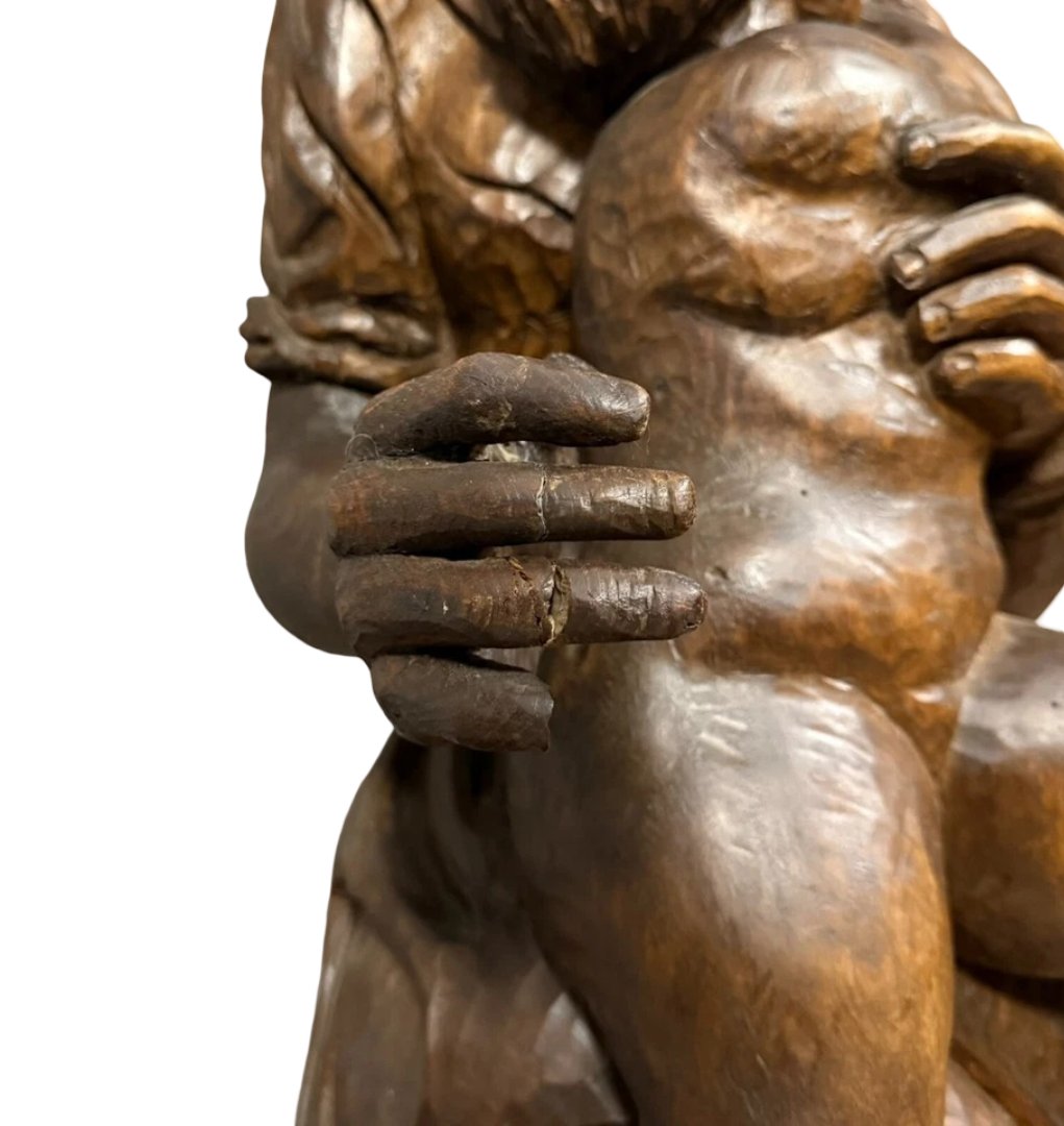 French School Of The 17th Century: Very Large Sculpture Depicting A Maternity / Height 120cm  -photo-4