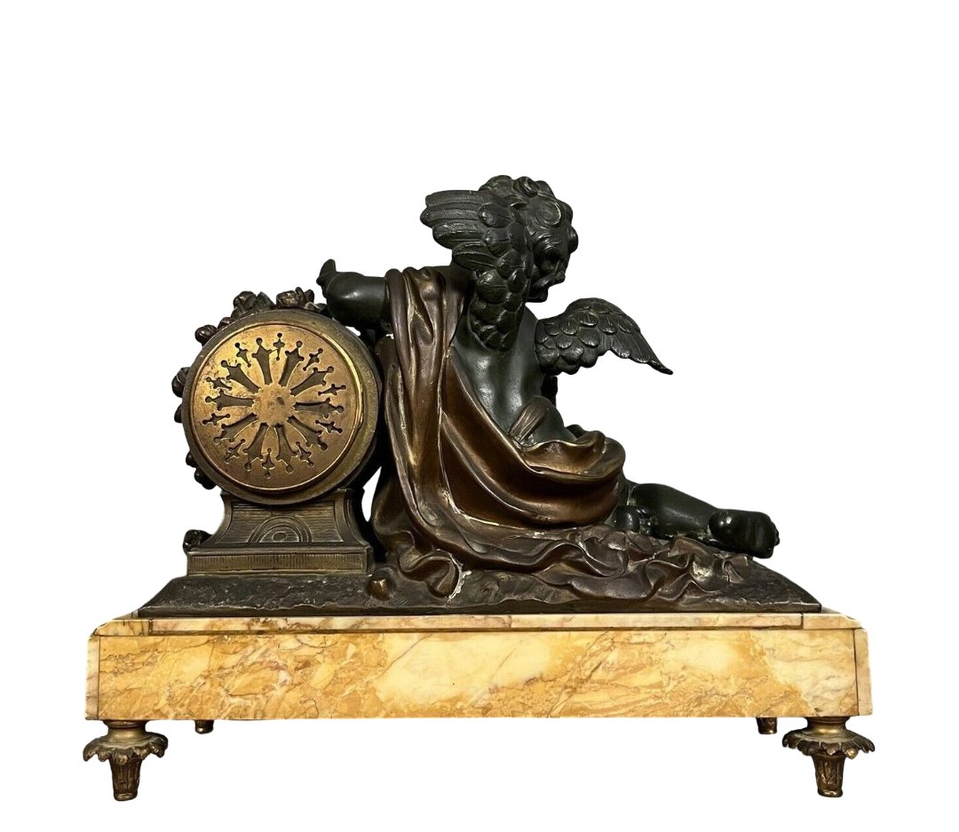 A.J Scotte : Grande pendule en bronze, régule et marbre époque fin XIXeme -photo-4