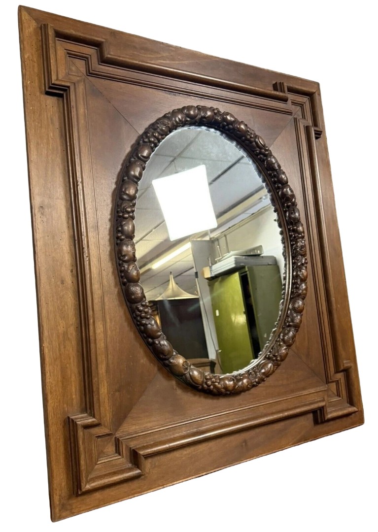 Louis XVI Style Rectangular Walnut Mirror 