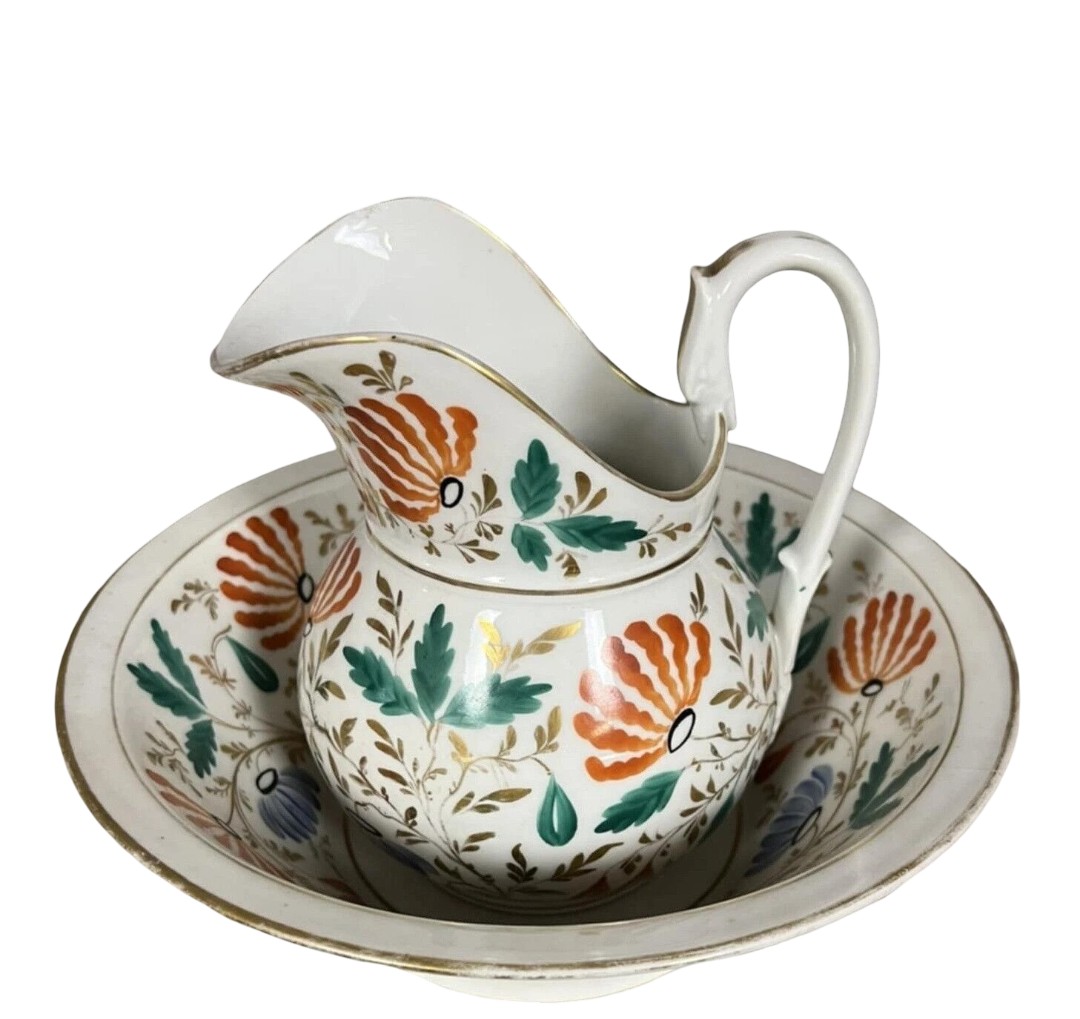 Empire Period Jug And Basin In Paris Porcelain  