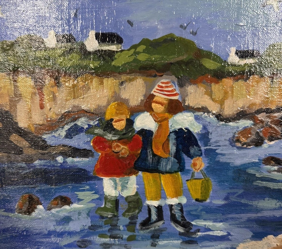 Oil Painting Mounted On Cardboard: Lively And Colorful Landscape In Brittany-photo-2